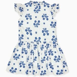4T La Coqueta embroidered lined sleeveless Blue and White Kids girls Dress